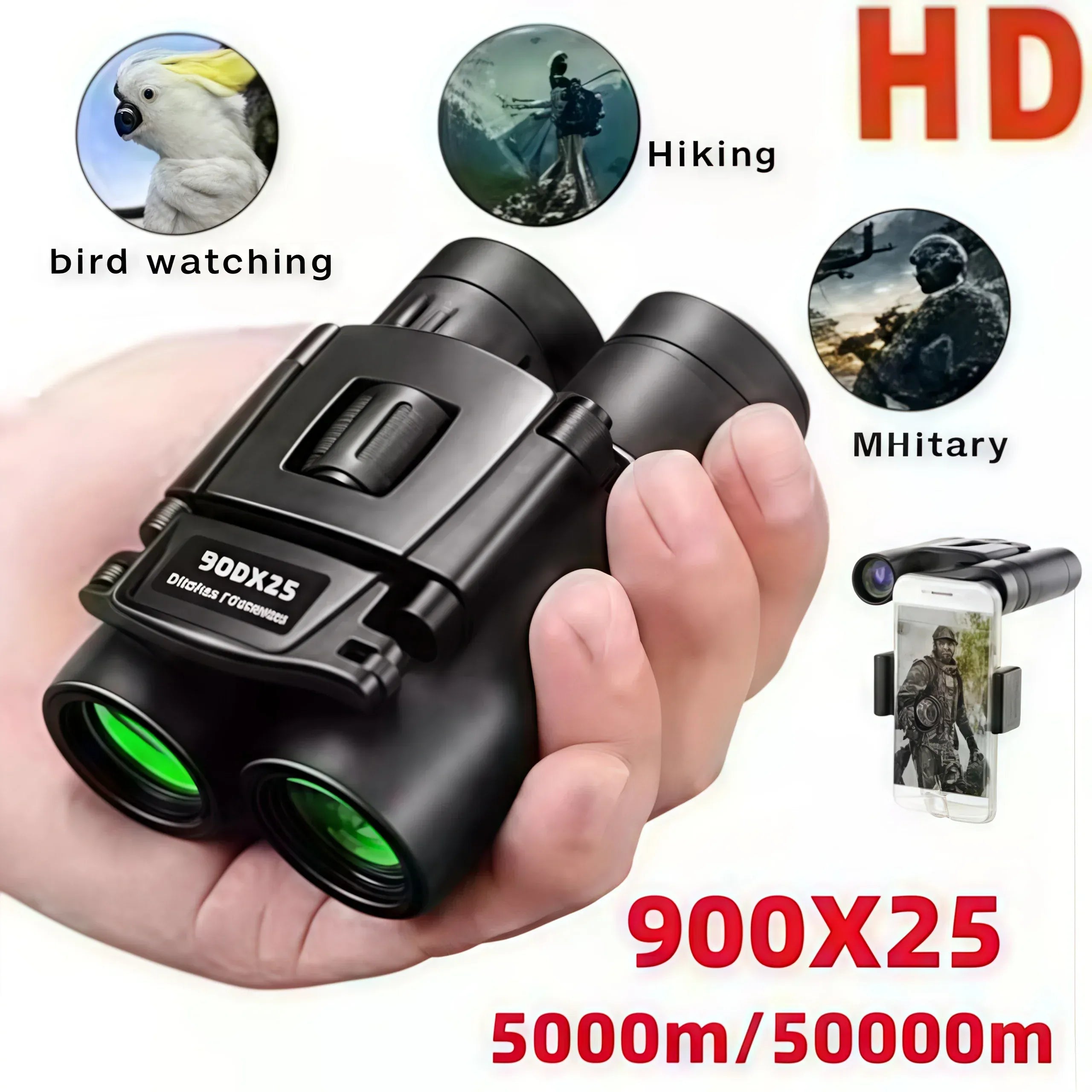 22x40 HD Binoculars for Adults, 2000M Long Range - BAK4 FMC, Compact & Waterproof for Hunting, Bird Watching, Camping