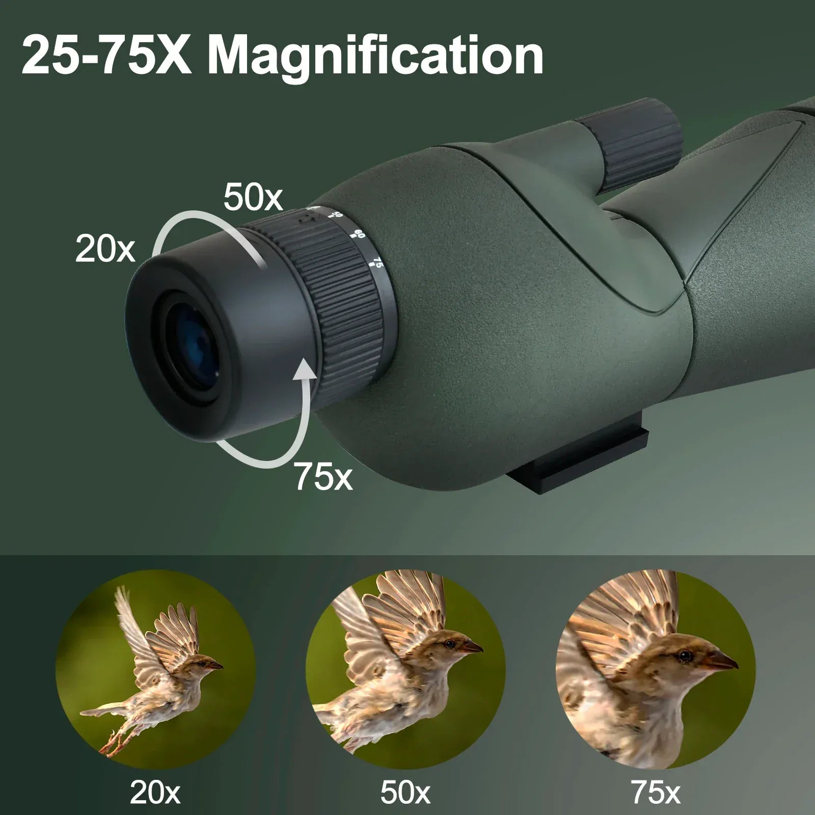25-75x60 Binoculars Powerful Zoom Monoculars Waterproof With Tripod Birdwatching Target Shooting Outdoor Travel Camping Use