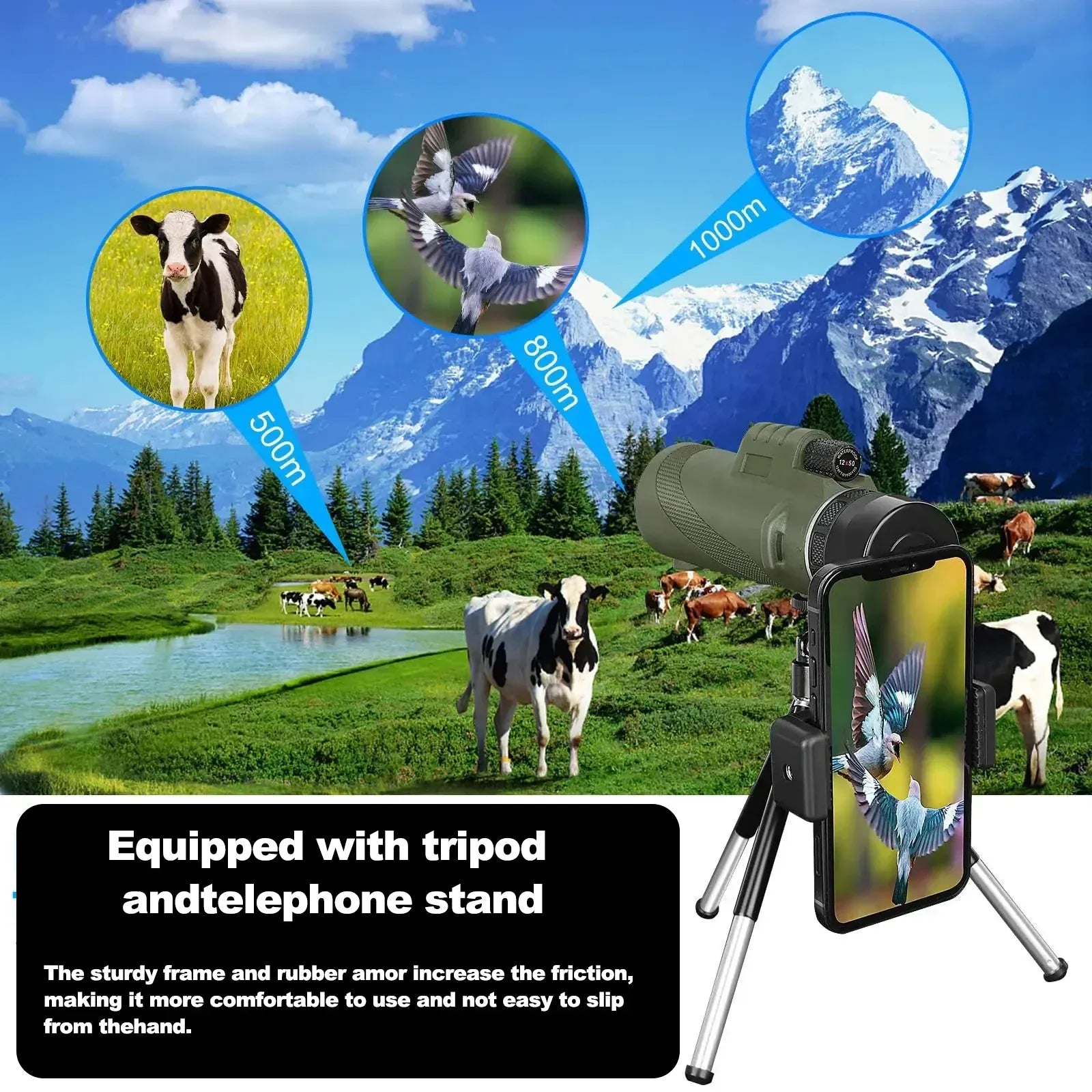 80x100 Portable Zoom HD 5000M Telescope