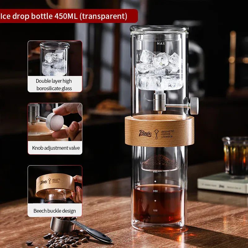 Bincoo Cold Drip Coffee Maker Double Layer Glass Design Large Capacity Use Drip Filtration System with Precision Flow Control