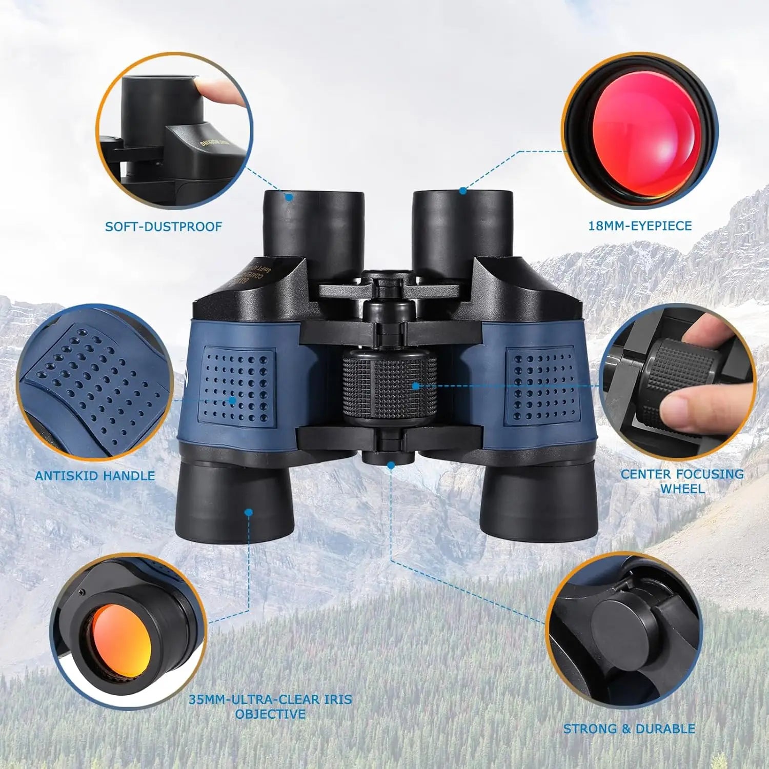 Binoculars 80x80 High Power Profession Adults HD Wide-angle Compact Easy To Carry Suitable For Concerts Mountaineering Camping