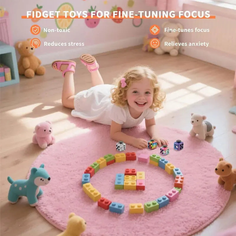 Compact Fidget Cube - Multi-Sensory Stress Relief Toy for Anxiety, ADHD & Focus