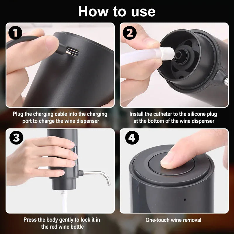Intelligent Wine Aerator Dispenser Rechargeable One Touch Electric WineDecanter Liquor Dispenser Set Bar Party Wine Accessories