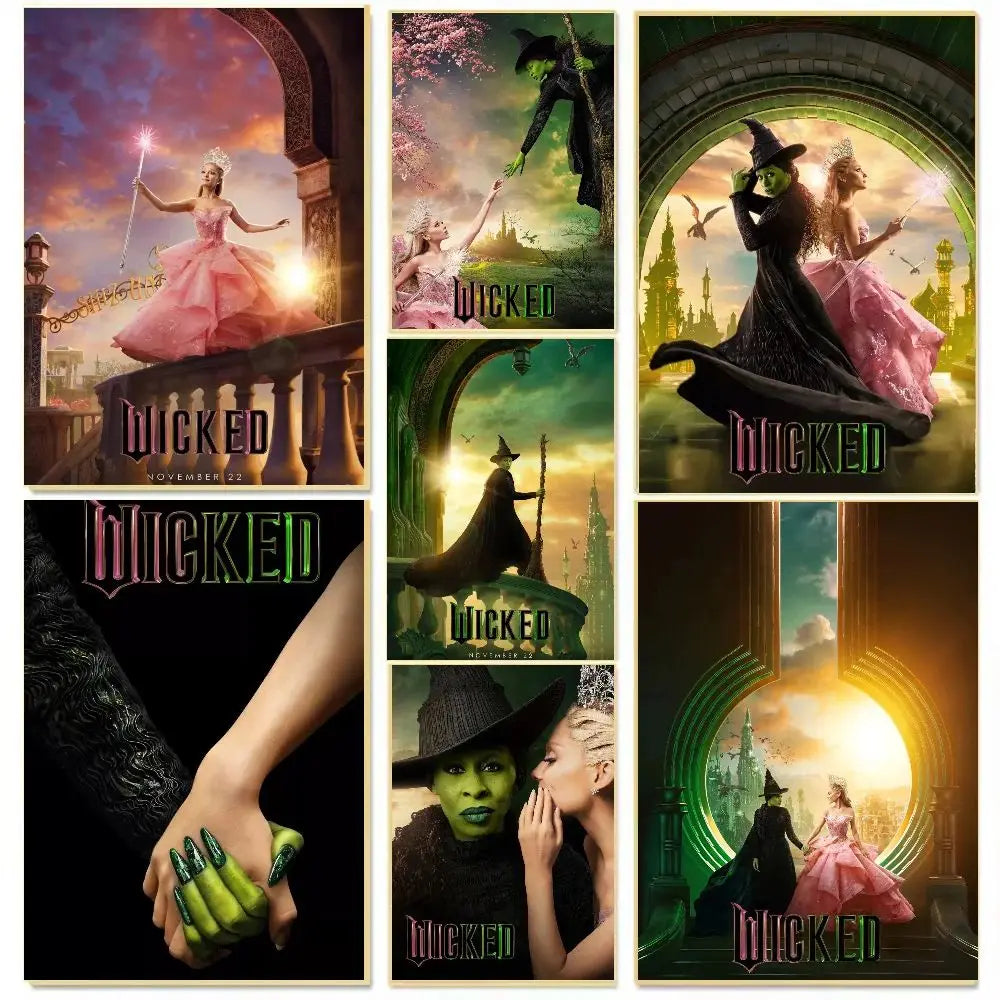 Movie Wicked 2025 Poster Poster HD art sticky wall waterproof home living room bedroom bar aesthetic decoration