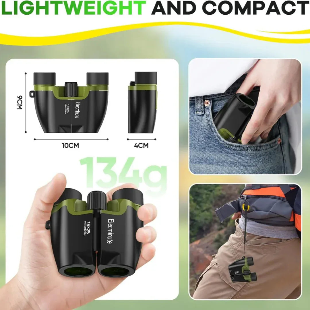 New 15x25 HD Powerful Binoculars Mini Telescope BAK4 FMC Optics Long Range For Hunting Outdoor Camping Hiking Adventure Travel