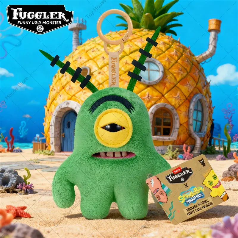 Original Fuggler Funny Ugly Teeth Monster Plush Toys Keychain Fugglers SpongeBob SquarePants Series Peluche Doll Key Rings Gifts
