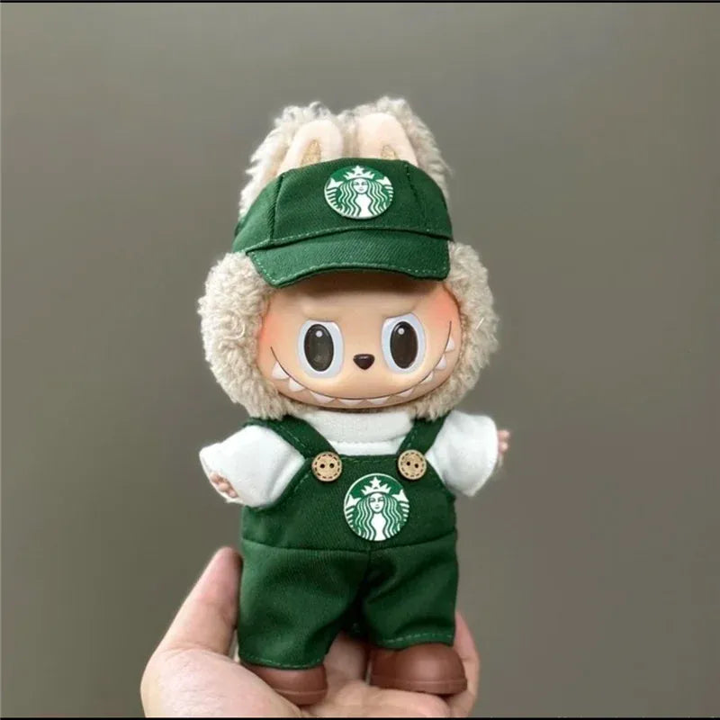 Workwear Outfit Clothes For Labubu Doll Fast Food French Fries Hamburgers Fahsion Coffee Apron Cosplay Clothing Accessories